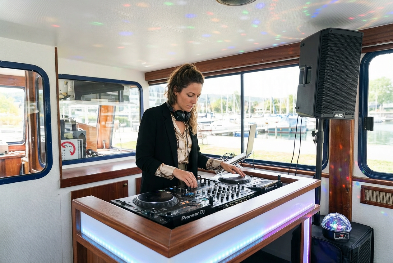 DJane Melanie von SoundArt.Events auf einer Hochzeit auf einem Event Schiff auf der Ruhr