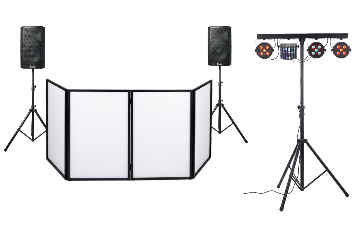 SoundArt.Events DJ Technik Set1 (2x2 10" Alto Lautsprecher, 4000W, DJ Screen, Lichtbar)